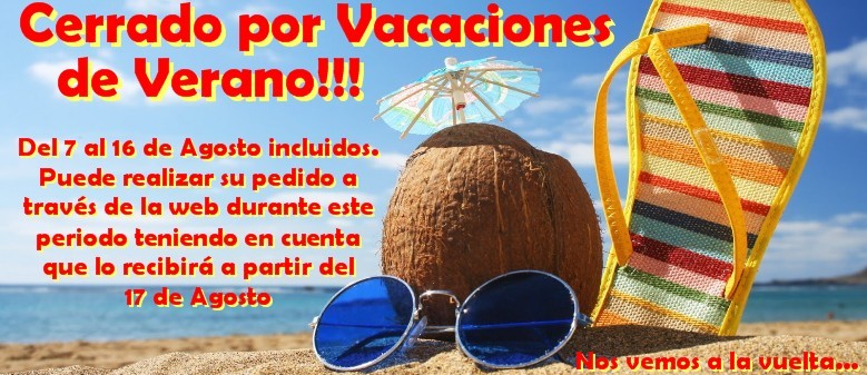 Cerrado por Vacaciones de Verano del 7 al 16 de Agosto ambos incluidos.
